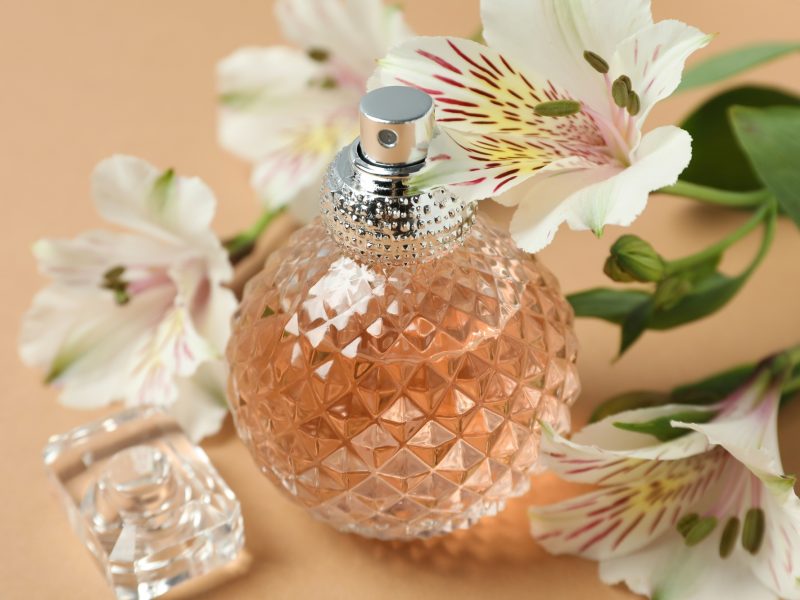 Concept of fragrant flavored perfume, close up